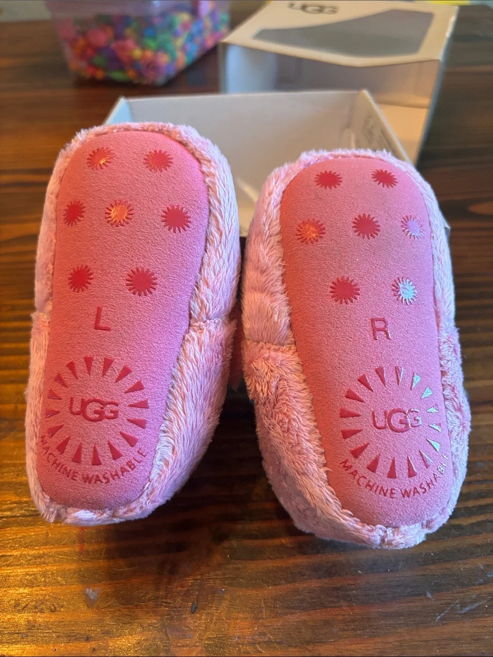 UGG Pink Plush Slide Slippers kids baby size 4/5